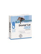 Drontal Cat dewormer tablets packaging for intestinal parasite treatment in cats with a cat image on top.